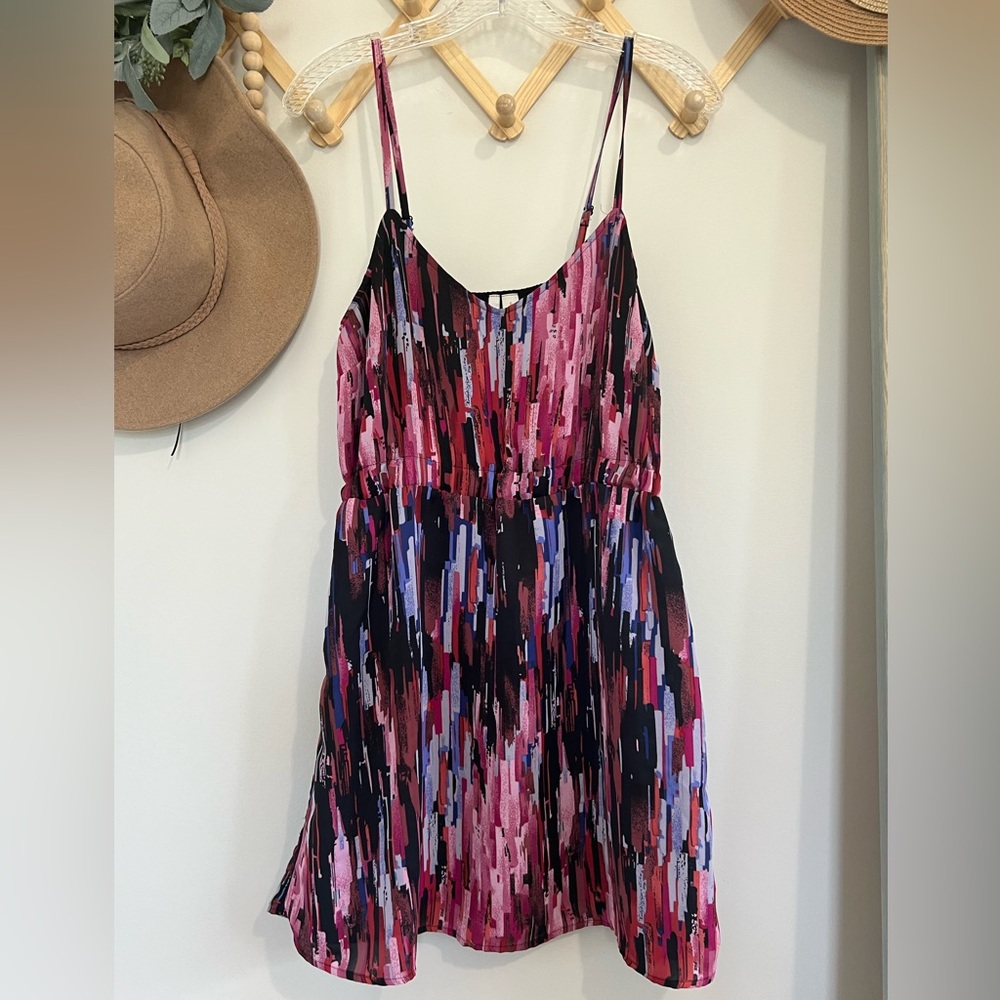 LC Lauren Conrad Spaghetti Strap Abstract Mini Dress